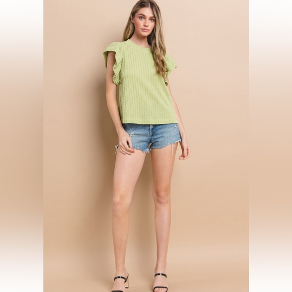 40 Fabulous Flutter Sleeve Textured Knit Top - Picture 4 of 4